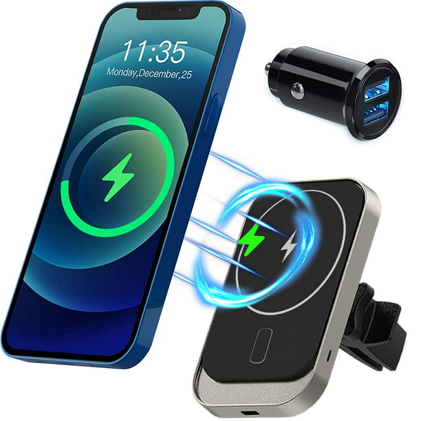 Magnetic Wireless Car Charger Mount Magnetic Car Mount Air Vent Mount for Car 360° Rotation Strong Magnet Car Mount Cell Phone Fast Charger Compatible with iPhone 12 12 Mini 12 Pro 12 Pro Max 